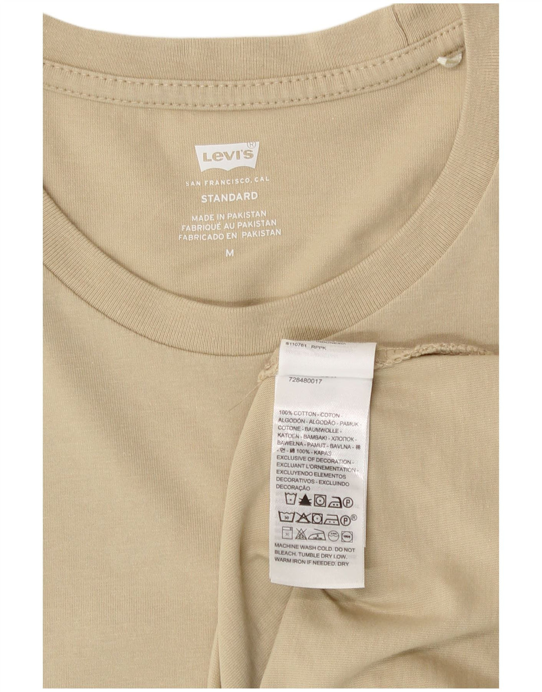 Levi's Hombre Standard Top Manga Larga Algodón Beige Medio