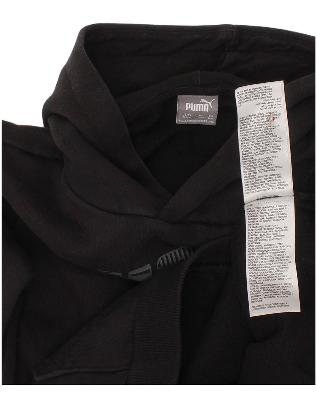 PUMA Sudadera con capucha gráfica para niños 7-8 años Algodón negro