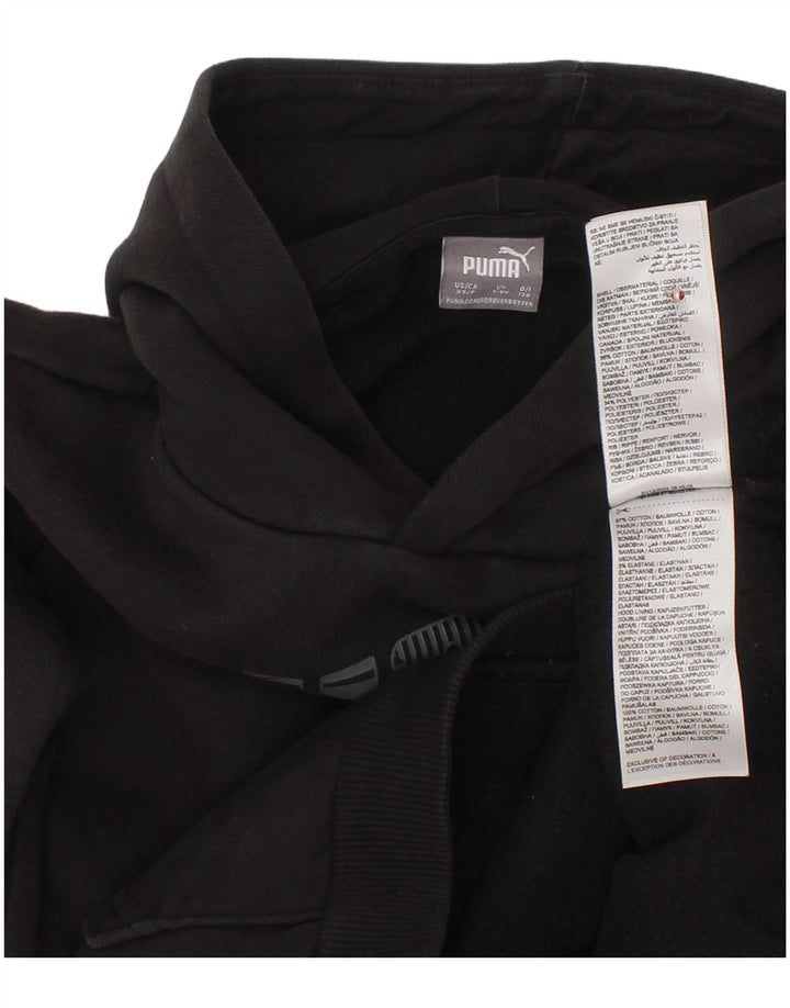 PUMA Sudadera con capucha gráfica para niños 7-8 años Algodón negro