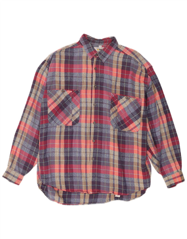 POP 84 Camisa de franela para hombre, tamaño grande, algodón a cuadros multicolores