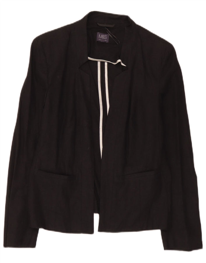 Marks & Spencer Chaqueta tipo blazer abierta para mujer UK 40 Mediana Lino negro
