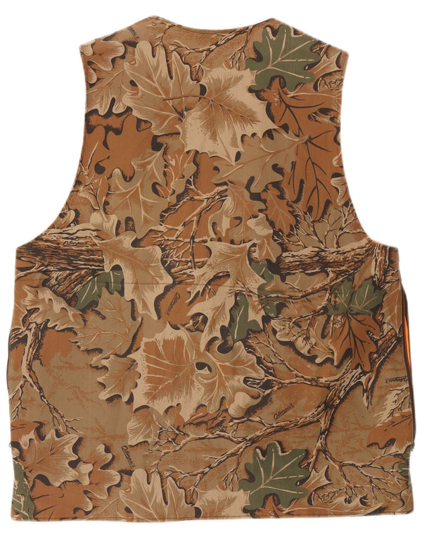 Vintage hombres utilidad Gilet Reino Unido 42 XL algodón de camuflaje multicolor