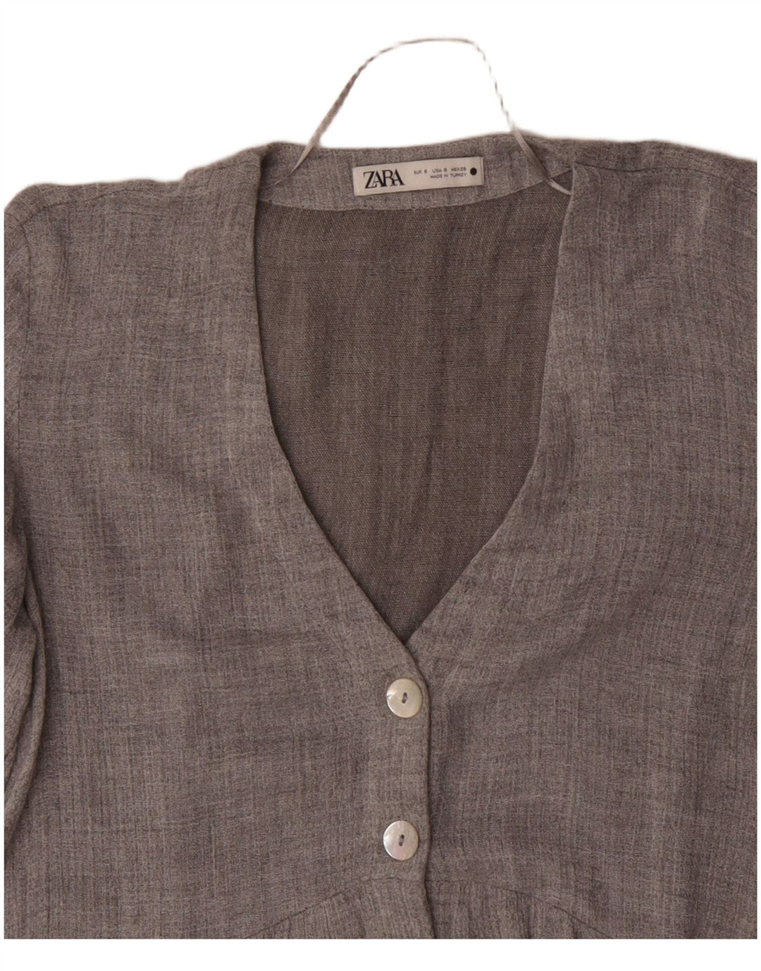ZARA Chaqueta Blazer de 5 Botones y Manga 3/4 para Mujer UK 40 Small Gris