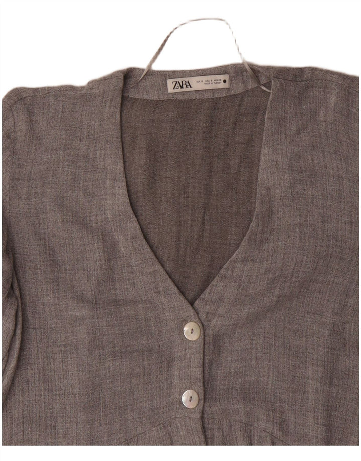 ZARA Chaqueta Blazer de 5 Botones y Manga 3/4 para Mujer UK 40 Small Gris