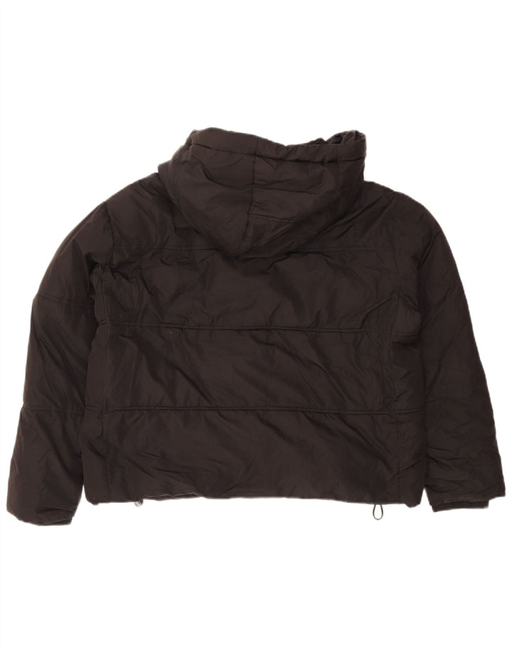 Zara Mujer Chaqueta Acolchada Extragrande Con Capucha UK 10 Small Poliéster Negro