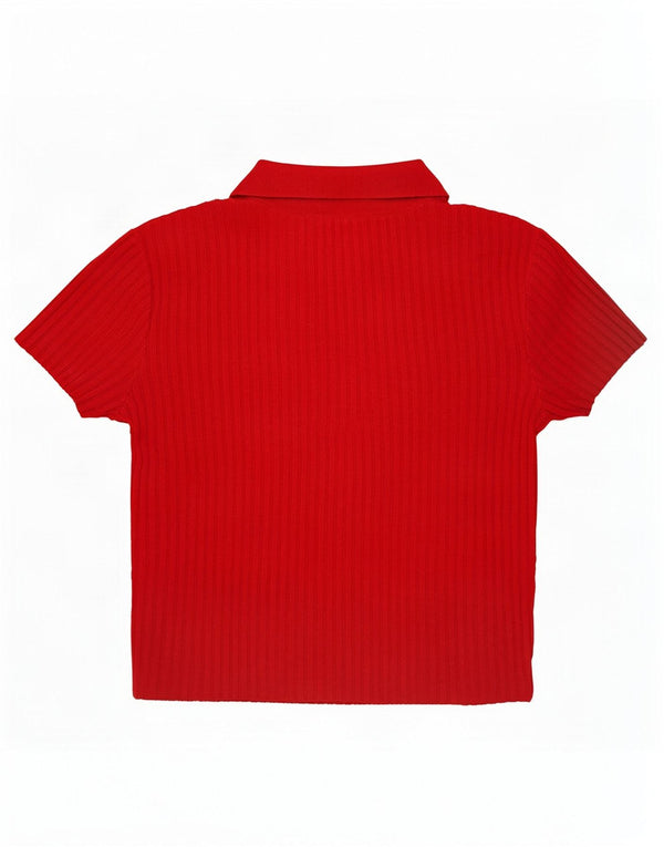Zara Blusa Camisera De Manga Corta Para Mujer UK 46 Large Viscosa Roja