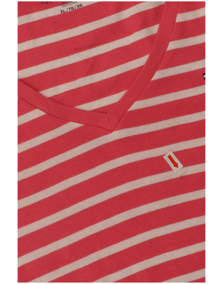 TOMMY HILFIGER Camiseta Mujer Top UK 40 XL Algodón A Rayas Rosa