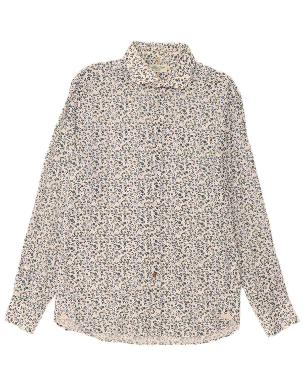 Alley Docks Camisa para hombre XL Lino floral blanco