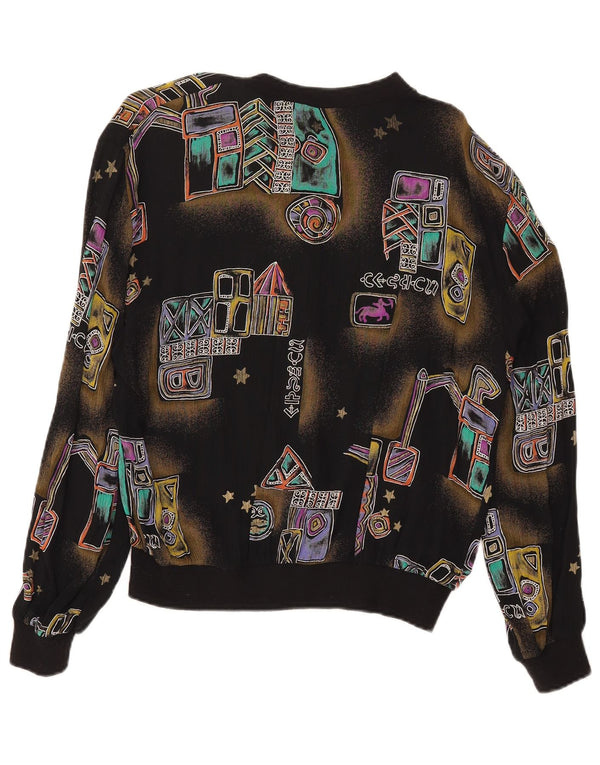 Vintage mujer camisa blusa Reino Unido 18 XL negro geométrico