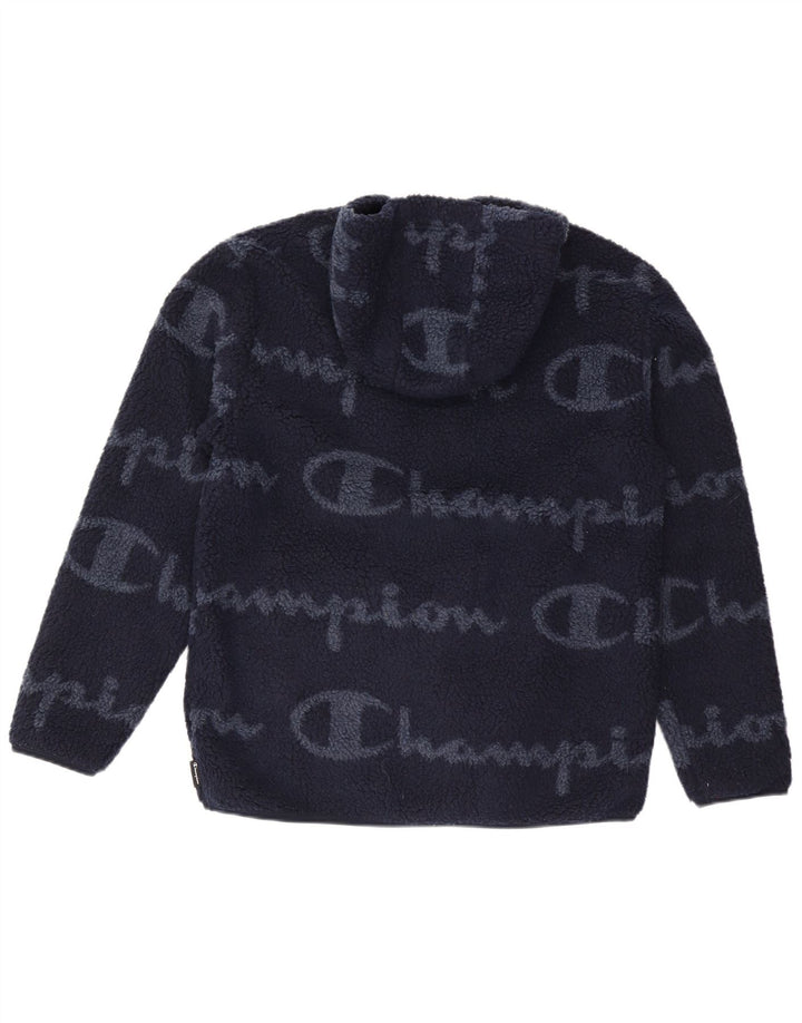 Champion Jersey de forro polar con capucha y gráfico para hombre Poliéster azul marino mediano