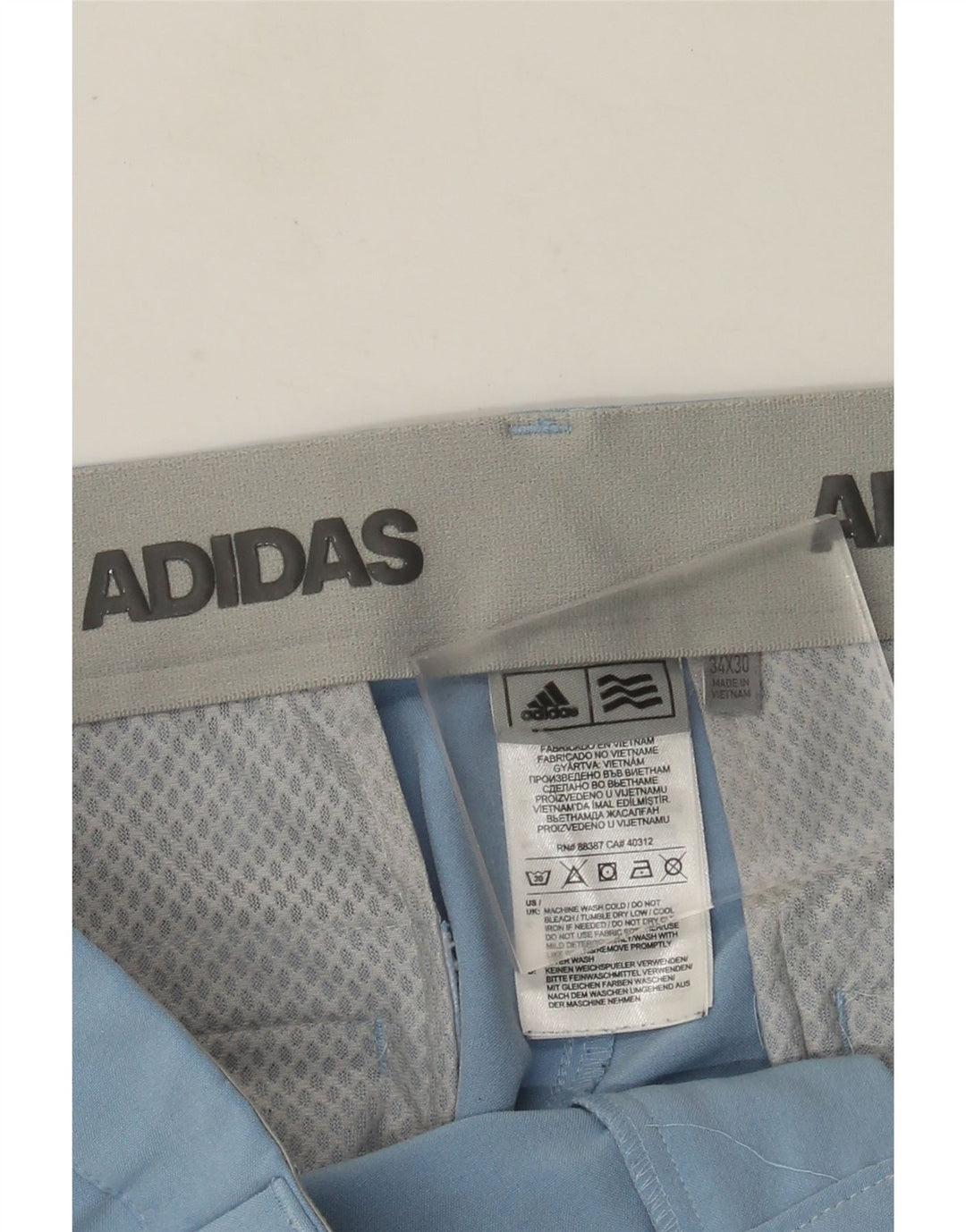 Pantalón Casual Recto Adidas Hombre W34 L30 Poliéster Azul