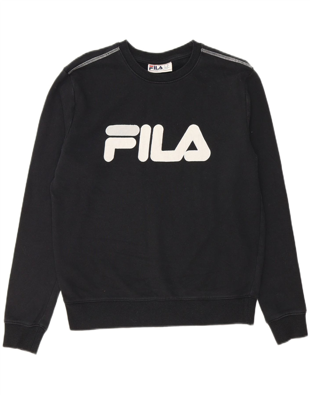 FILA Womens Graphic Sweatshirt Jumper UK 14 Medium Black Cotton Vintage Fila and Second-Hand Fila from Messina Hembry 