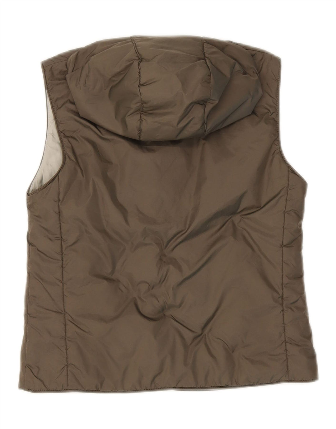 VINTAGE Womens Hooded Reversible Padded Gilet IT 42 Medium Grey Nylon Vintage Vintage and Second-Hand Vintage from Messina Hembry 