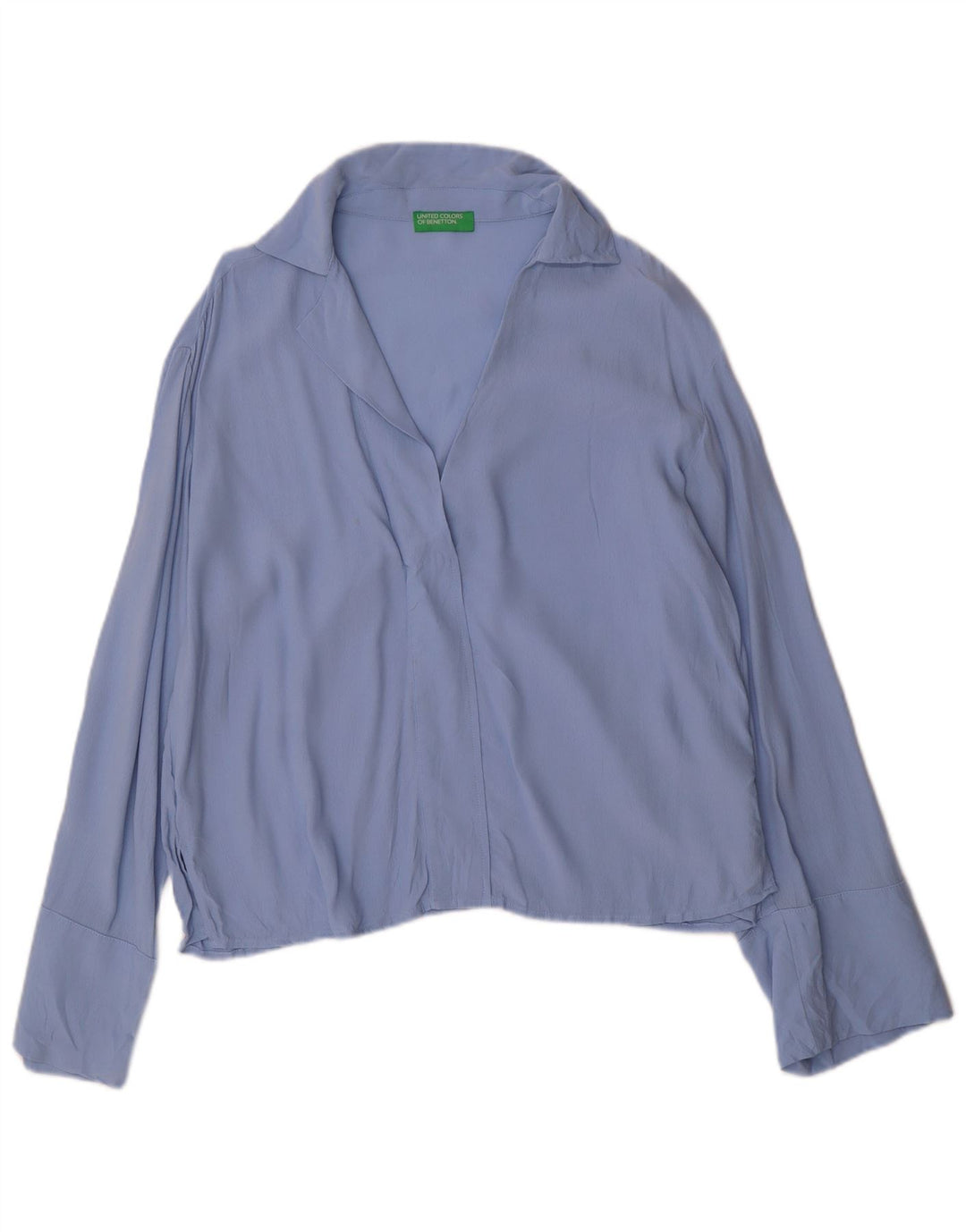 BENETTON Blusa tipo jersey de gran tamaño para mujer UK 10 Small Viscosa azul