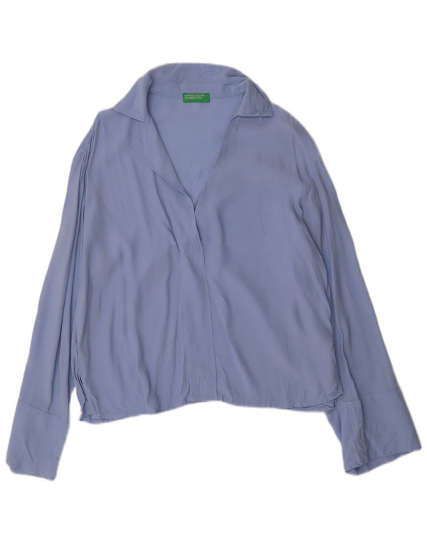 BENETTON Blusa tipo jersey de gran tamaño para mujer UK 10 Small Viscosa azul