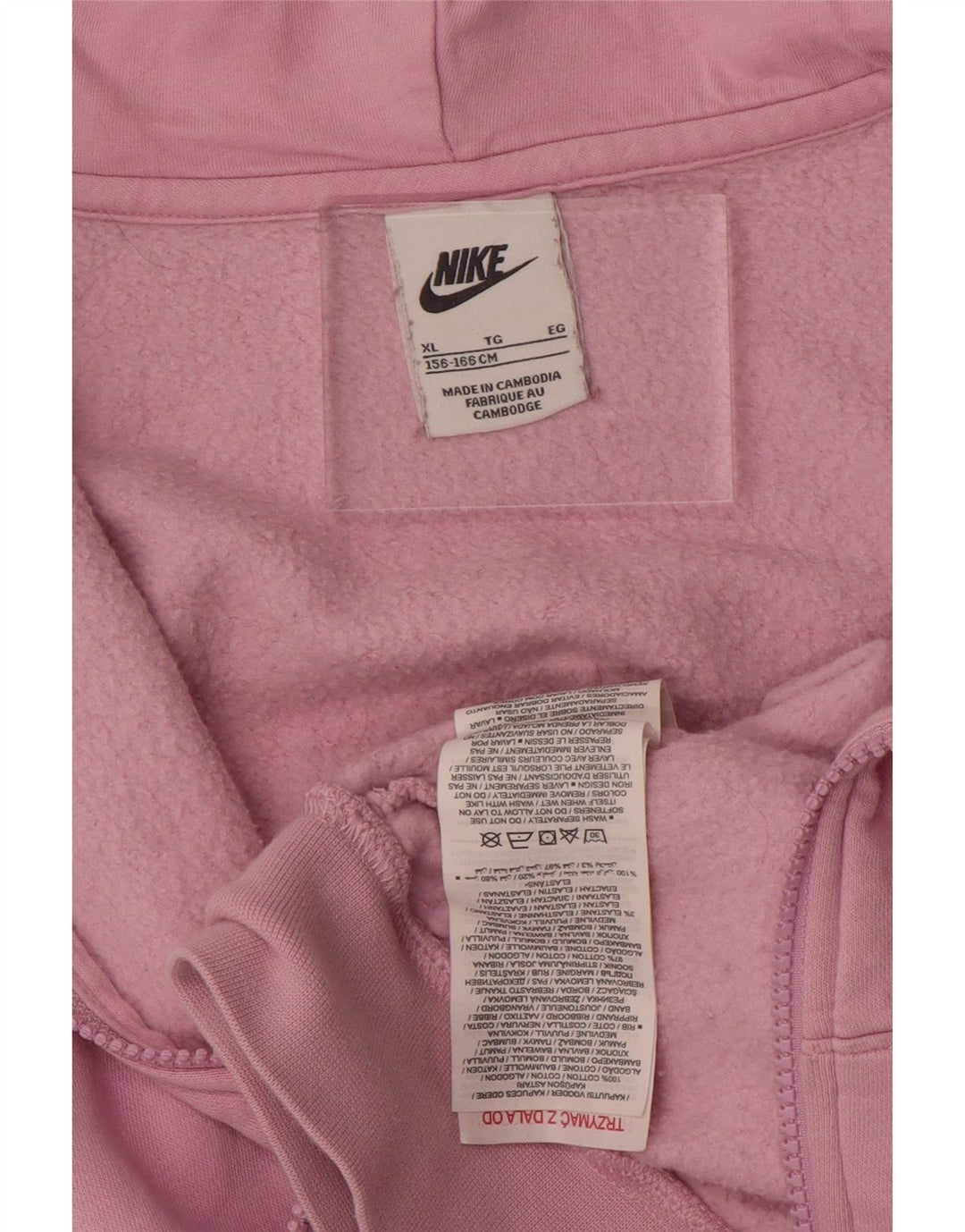 NIKE Suéter con capucha y cremallera extragrande para niñas 13-14 años XL Rosa
