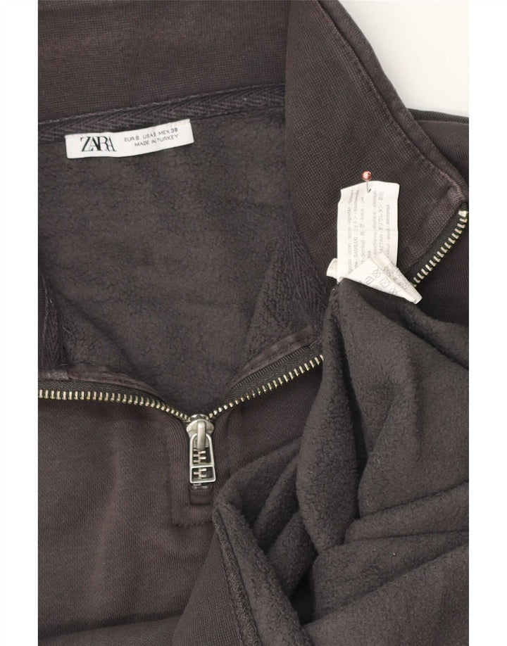 Zara Hombre Sudadera Con Cremallera Y Cuello Jersey Small Gris Algodón