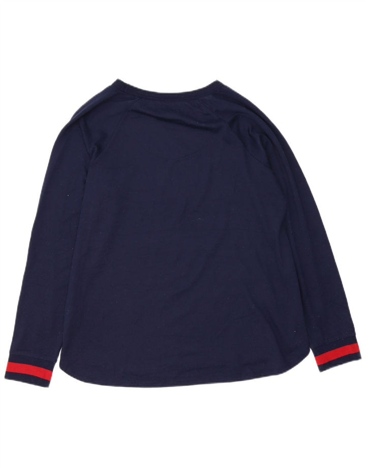DKNY Top gráfico para mujer manga larga UK 44 Poliéster azul marino medio
