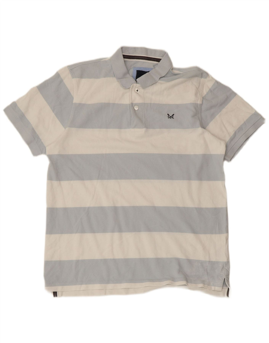 CREW CLOTHING Polo para hombre de algodón a rayas azules grandes