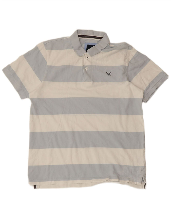 CREW CLOTHING Polo para hombre de algodón a rayas azules grandes
