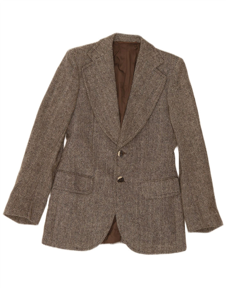 Vintage hombres 2 botones Blazer chaqueta IT 46 pequeña espiga marrón