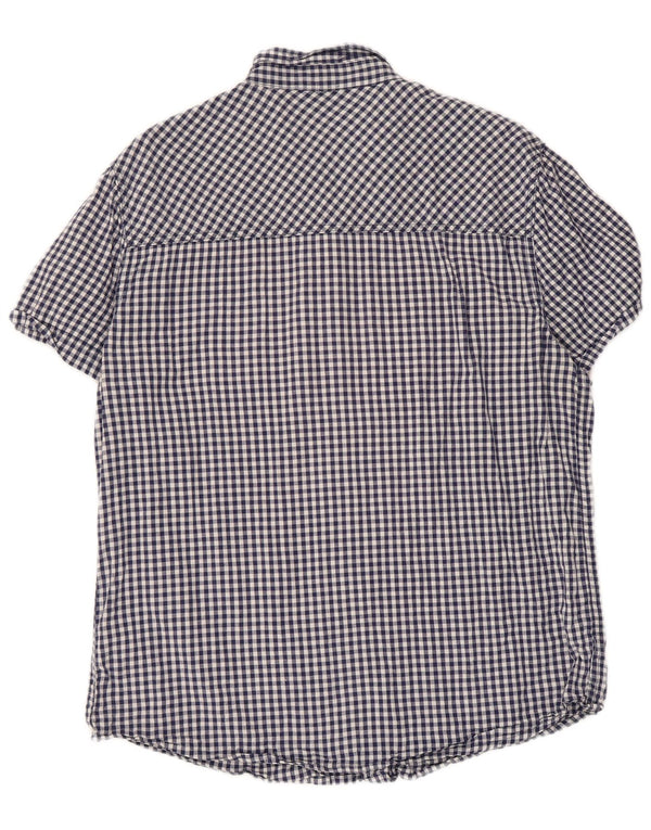 Camisa de manga corta para hombre Mountain Warehouse XL Algodón a cuadros azul marino