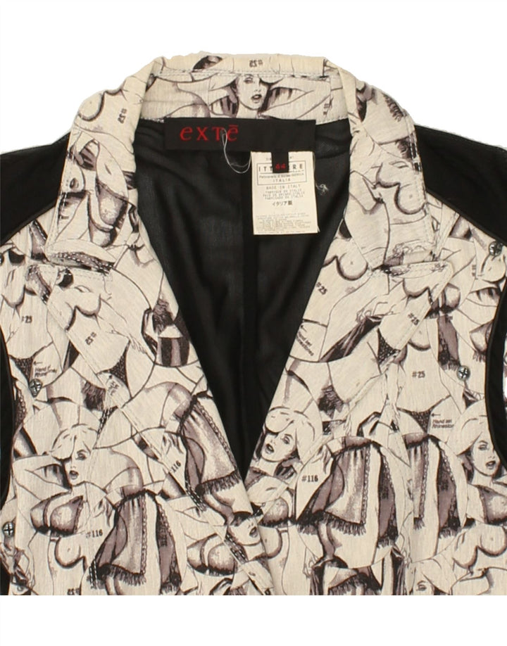 EXTE Womens Abstract Pattern See Through Shirt IT 44 Medium Off White Vintage Exte and Second-Hand Exte from Messina Hembry 