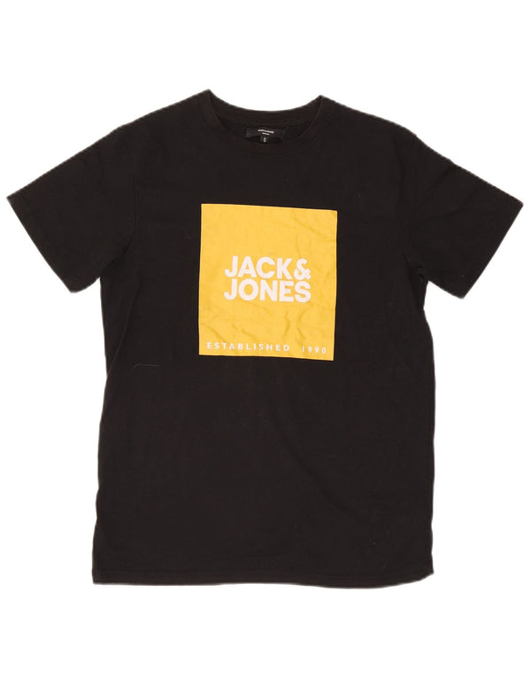 Jack & Jones - Camiseta gráfica para hombre, talla pequeña, algodón negro