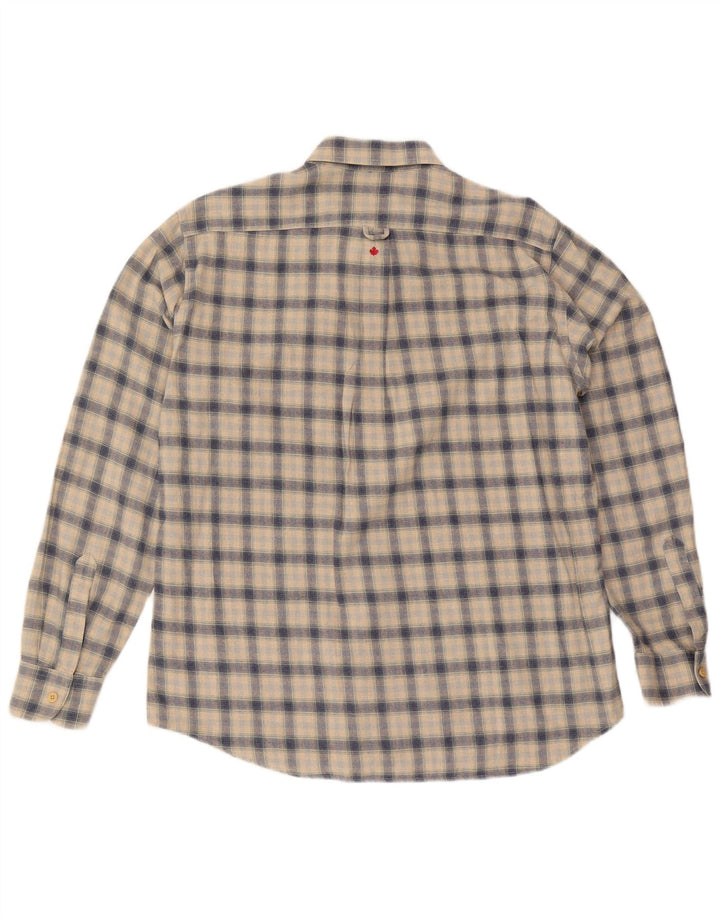 Camisa de franela Canadiens para hombre con cuadros beige grandes