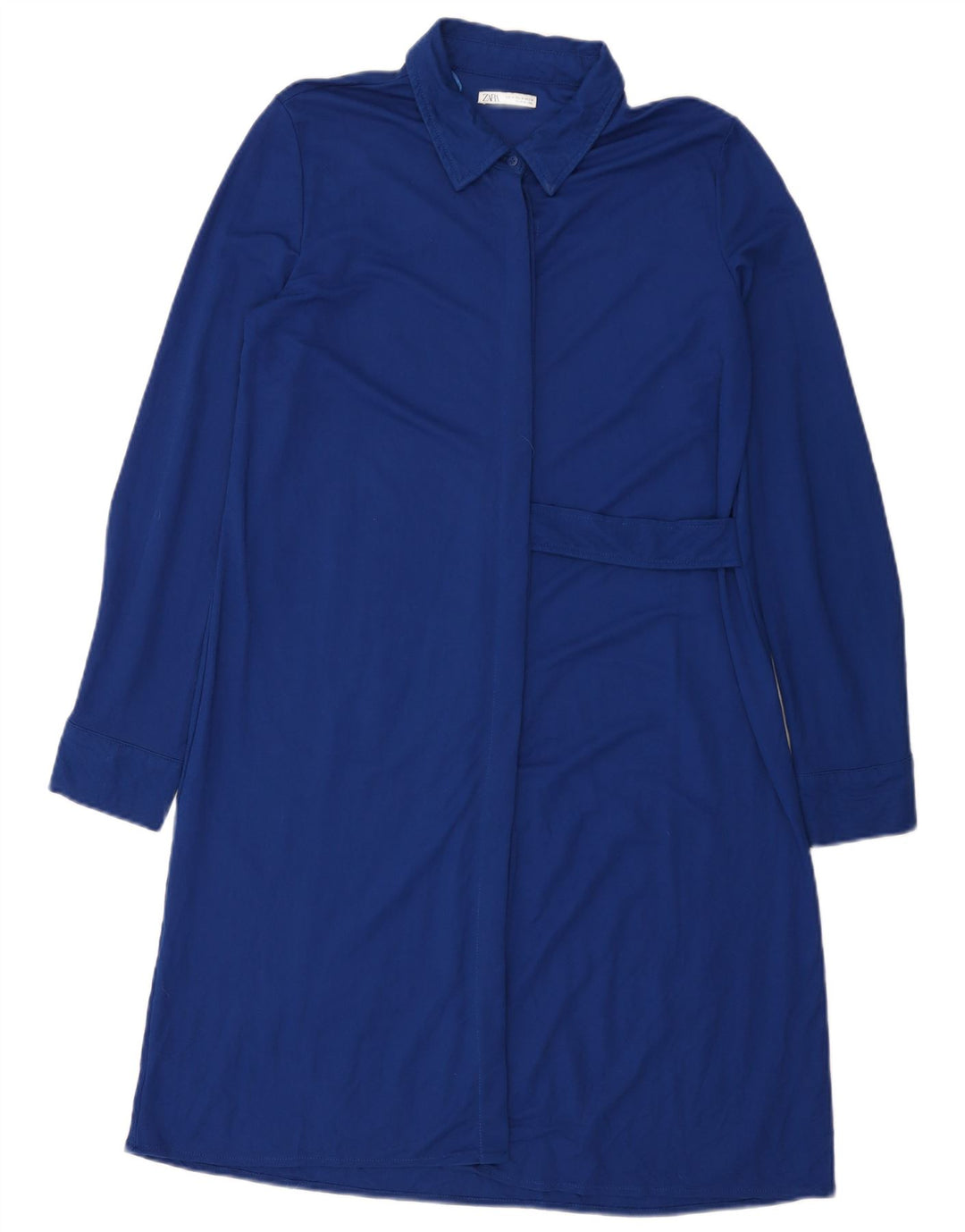 Zara Vestido Camisero Mujer UK 44 Azul Medio