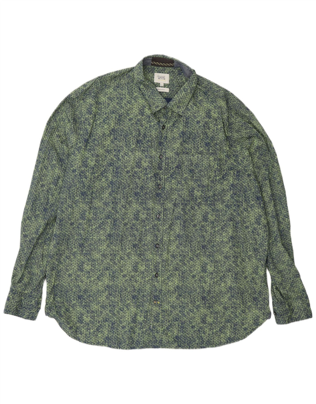 Camel Active Camisa de corte regular para hombre 2XL Algodón geométrico verde
