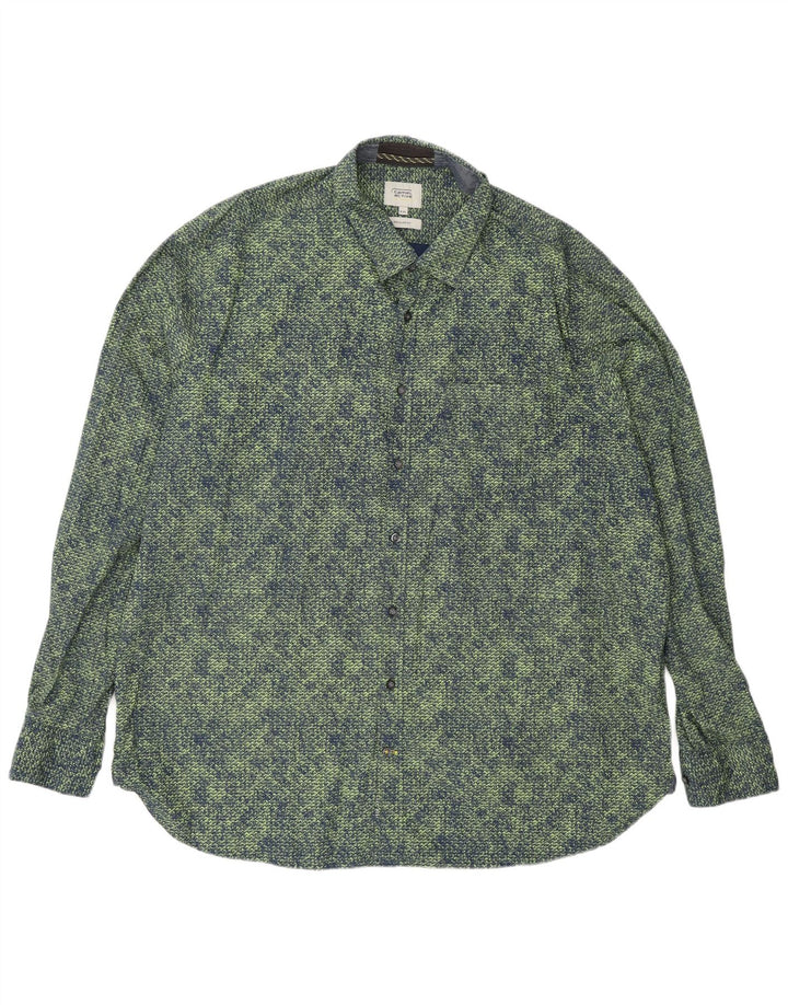 Camel Active Camisa de corte regular para hombre 2XL Algodón geométrico verde