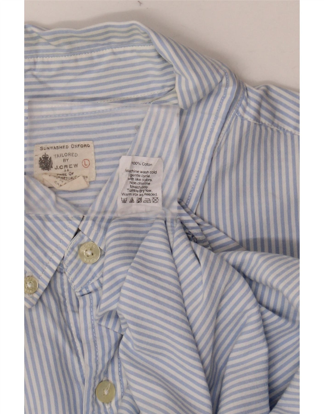 J. CREW Camisa a medida para hombre de algodón a rayas azules grandes