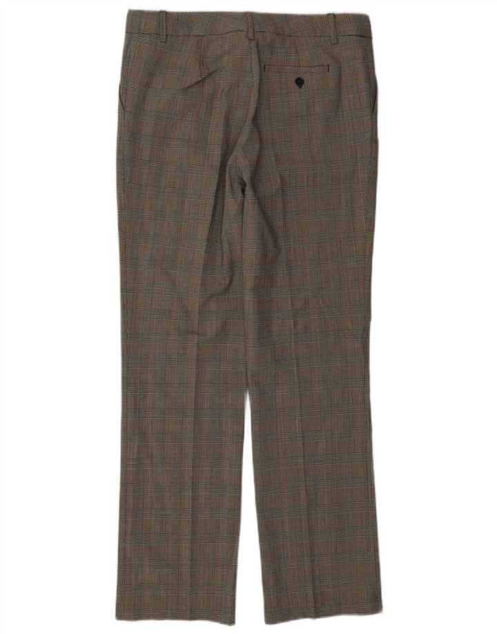 Zara Mujer Pantalón Traje Recto W32 L31 Gris Pata De Gallo Clásico
