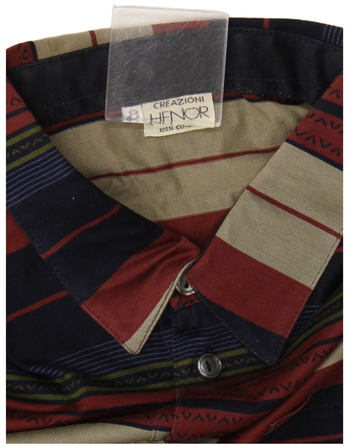 Polo vintage para hombre de algodón a rayas multicolor grande