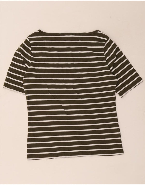 Tommy Hilfiger Camiseta para Mujer Top UK 40 Grande Caqui Algodón a Rayas
