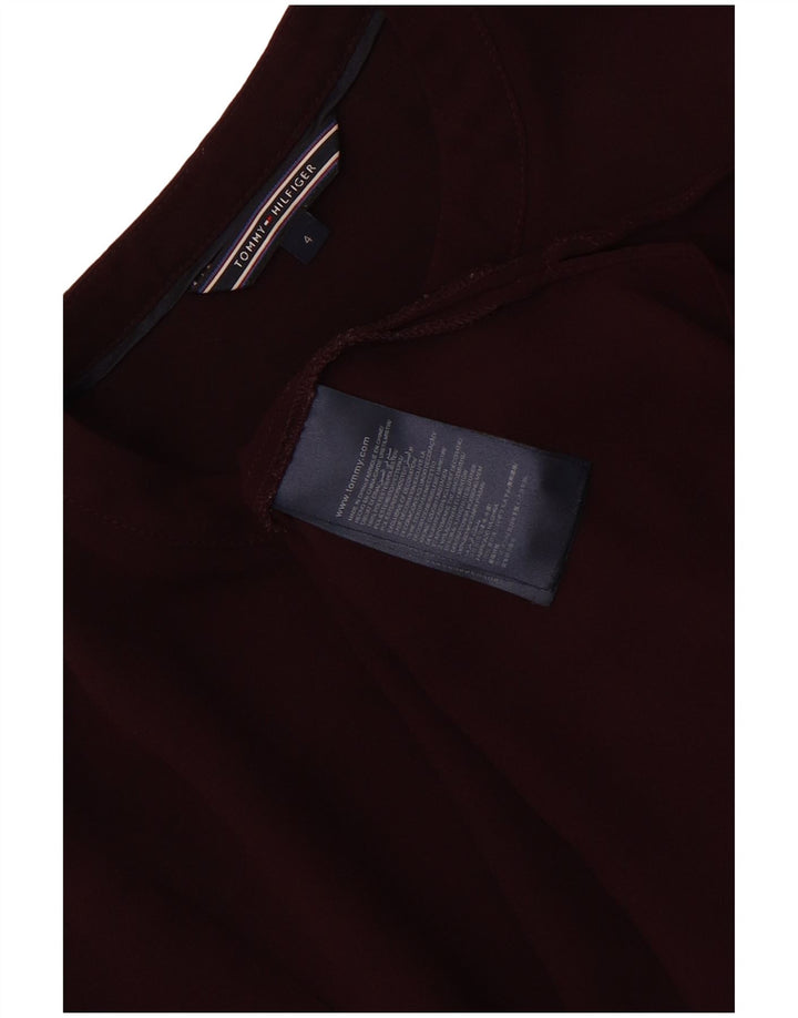 Tommy Hilfiger Blusa de manga larga para mujer US 4 Small Borgoña Poliéster