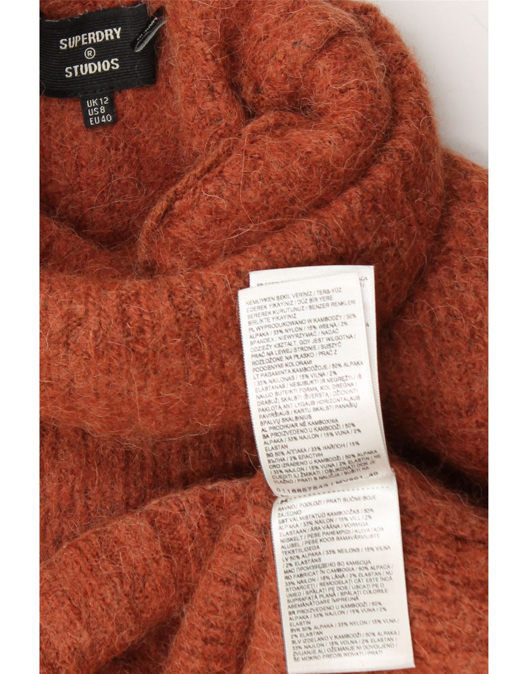 SUPERDRY Suéter corto con cuello vuelto para mujer UK 40 Marrón medio