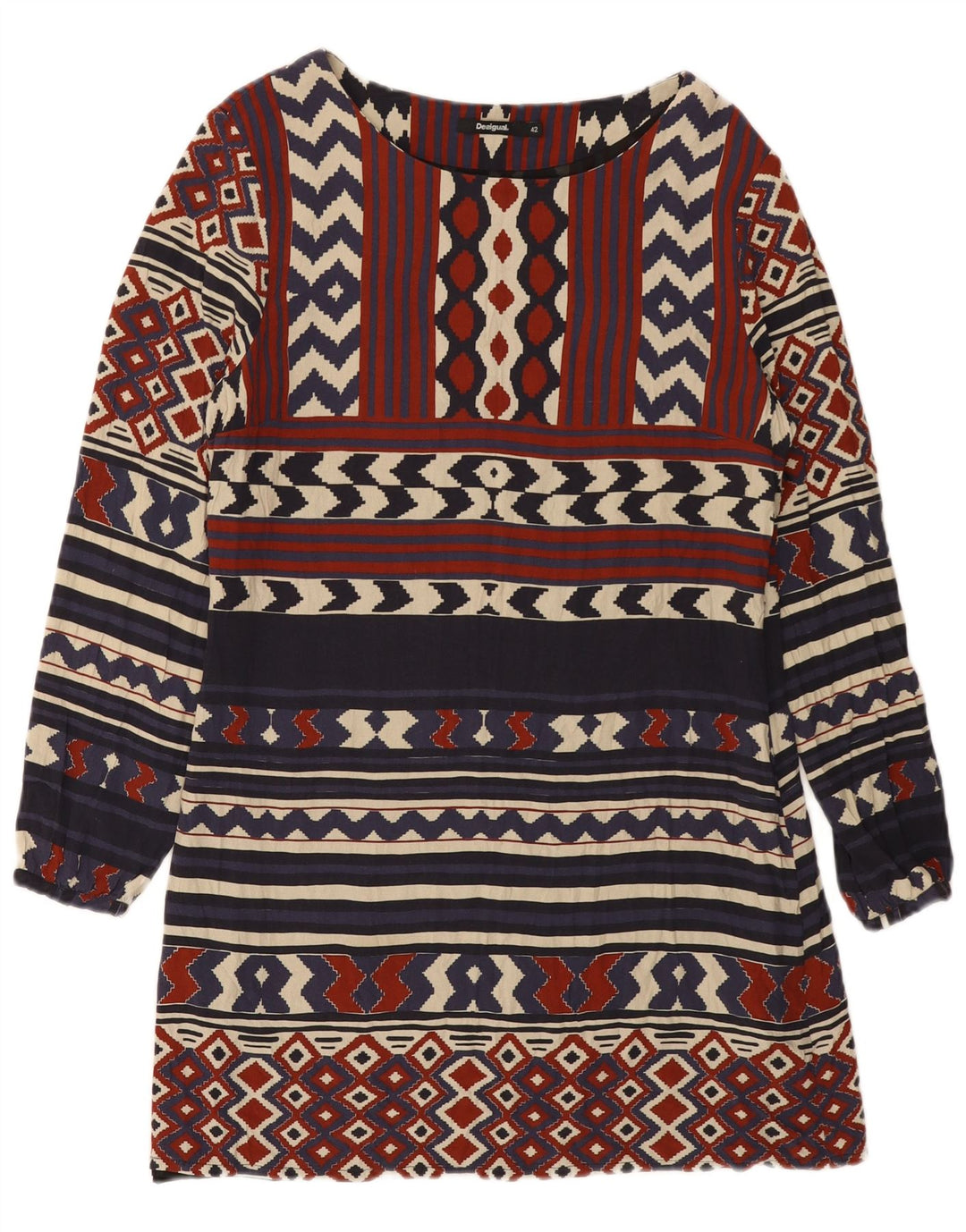 DESIGUAL Vestido acampanado para mujer EU 42 Grande Multicolor Geométrico