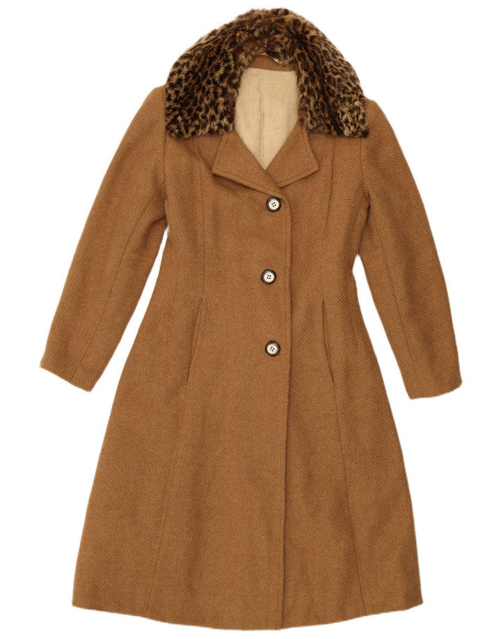 Vintage mujer abrigo Reino Unido 10 pequeño marrón