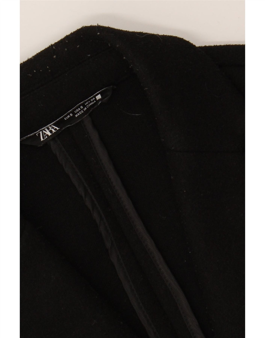 Abrigo ZARA Hombre ES 36 Pequeño Poliéster Negro