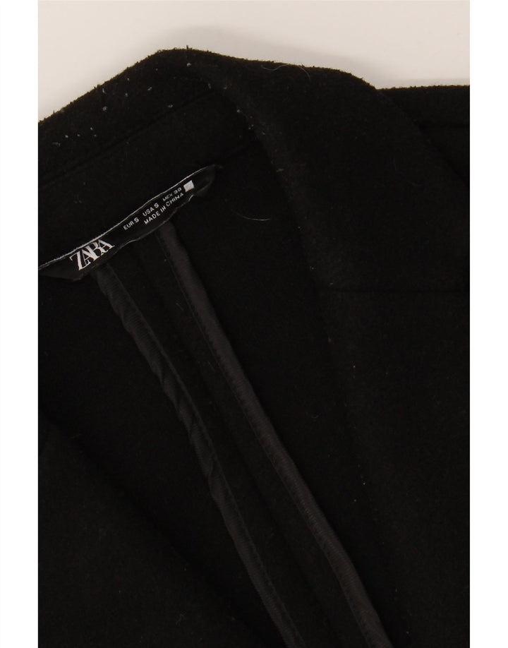 Abrigo ZARA Hombre ES 36 Pequeño Poliéster Negro