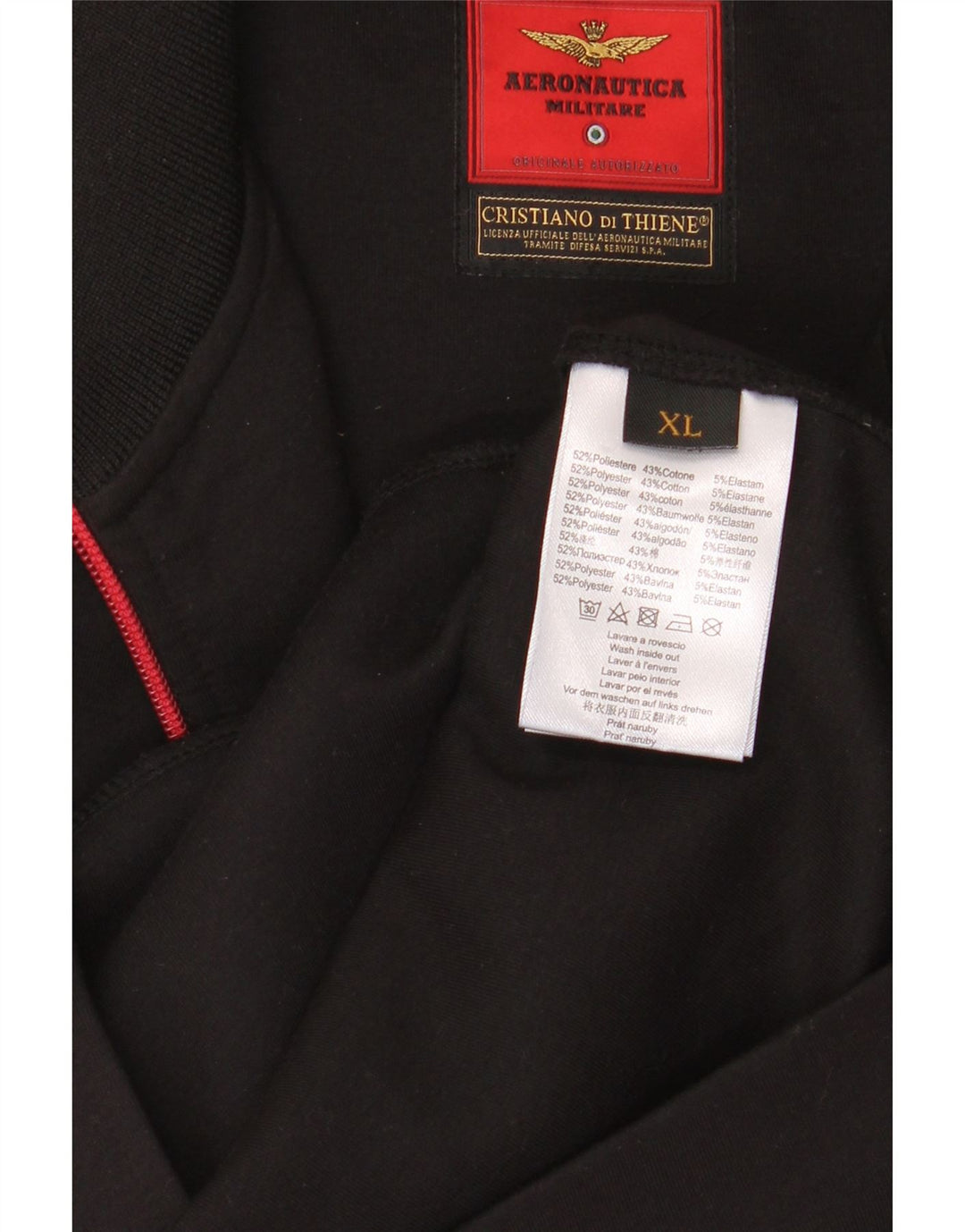 AERONAUTICA MILITARE Chaqueta superior de chándal gráfico para hombre XL Poliéster negro