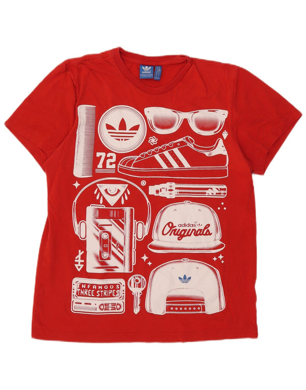 Adidas - Camiseta gráfica para hombre, color rojo medio, algodón