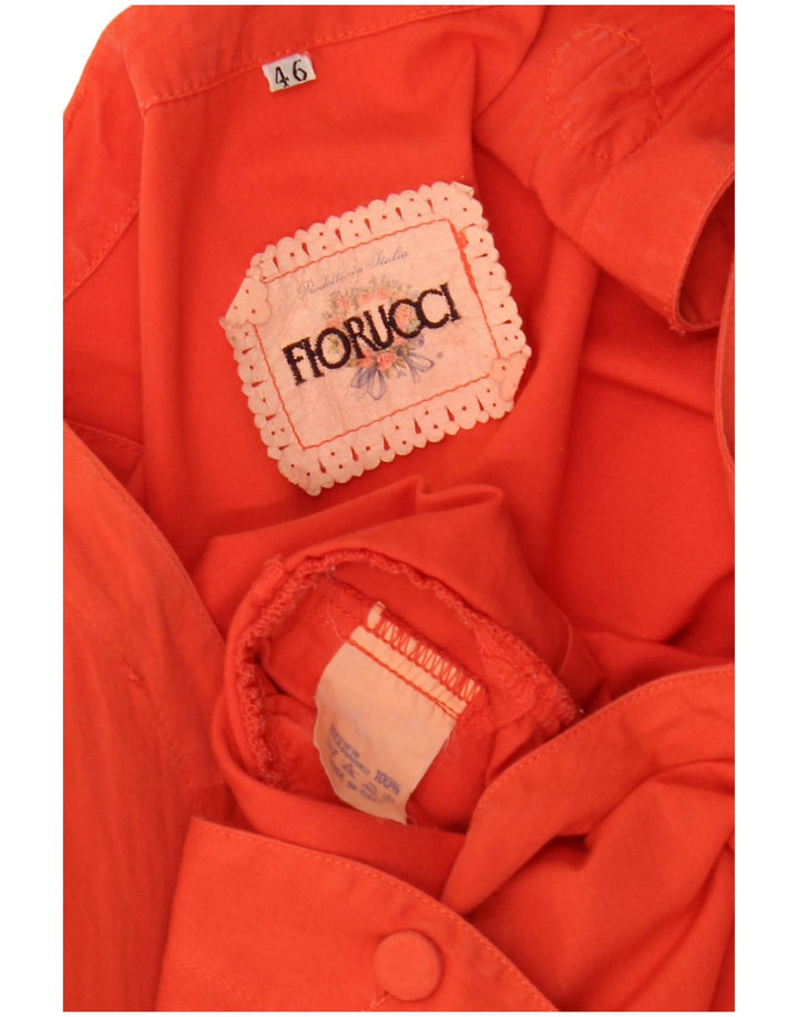 FIORUCCI Vestido evasé sin mangas para mujer IT 46 Algodón floral naranja grande