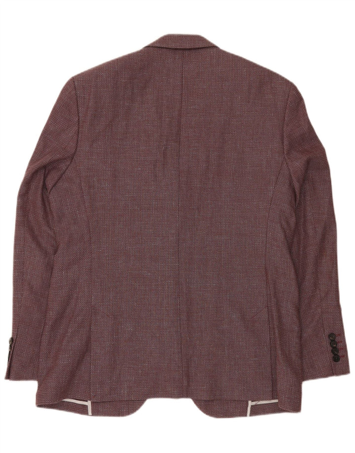JAEGER Chaqueta tipo blazer de 2 botones para hombre UK 42 XL Lana de chevron burdeos