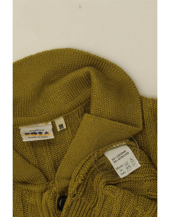 Vintage hombres polo cuello jersey suéter medio verde algodón