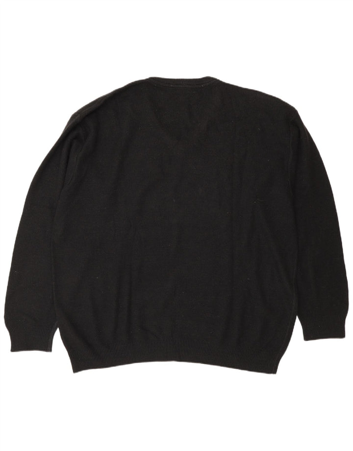 Lacoste Jersey con cuello en V para hombre Talla 6 XL Lana negra