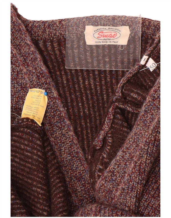 Vintage Mens Cardigan Suéter IT 50 Lana Púrpura Mediana