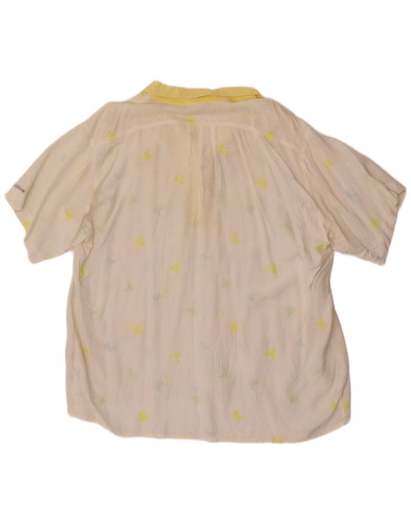 Blusa camisera extragrande de manga corta para mujer Ellesse IT 48 XL Blanco Floral